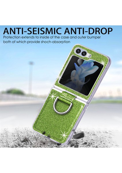 Samsung Galaxy Z Flip6 5g Deri + Pc Glitter Telefon Kapağı Yapay Yüzük Tutucu (Yurt Dışından) indirimleri