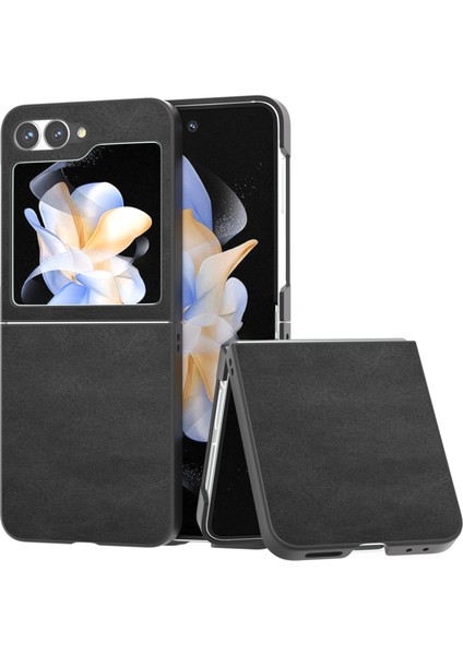 Samsung Galaxy Z Flip6 5g Sığır Derisi Doku Sert Pc + Pu Deri Telefon Kabuğu (Yurt Dışından)