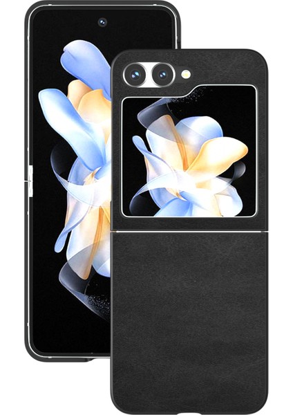 Samsung Galaxy Z Flip6 5g Sığır Derisi Doku Sert Pc + Pu Deri Telefon Kabuğu (Yurt Dışından)