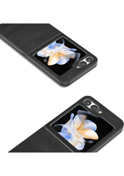 Samsung Galaxy Z Flip6 5g Sığır Derisi Doku Sert Pc + Pu Deri Telefon Kabuğu (Yurt Dışından)