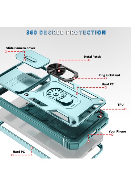 Samsung Galaxy A55 5g Kickstand Kılıf Tpu + Pc Camshield Hibrit Telefon Kapağı (Yurt Dışından)