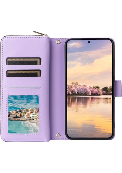Samsung Galaxy A55 5g Fermuarlı Cüzdan Stand Görünümü Deri Telefon Kılıfı (Yurt Dışından)