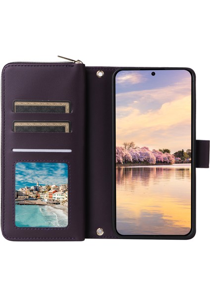 Samsung Galaxy A55 5g Fermuarlı Cüzdan Stand Görünümü Deri Telefon Kılıfı (Yurt Dışından)