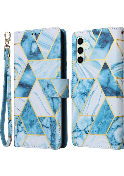 Samsung Galaxy S24 Fe Lake Mermer Desenli Deri Telefon Kılıfı (Yurt Dışından)