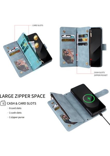 Samsung Galaxy Z Fold6 5g Fermuarlı Cepli Deri Telefon Kılıfı (Yurt Dışından)