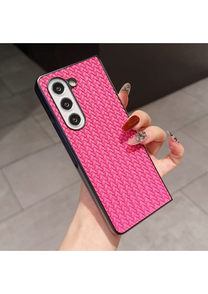 Samsung Galaxy Z Fold6 5g Dokuma Doku Pu Deri Kaplamalı Pc Telefon Kapağı (Yurt Dışından)
