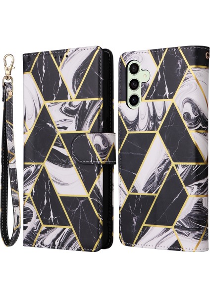 Samsung Galaxy S24 Fe Lake Mermer Desenli Deri Telefon Kılıfı (Yurt Dışından)