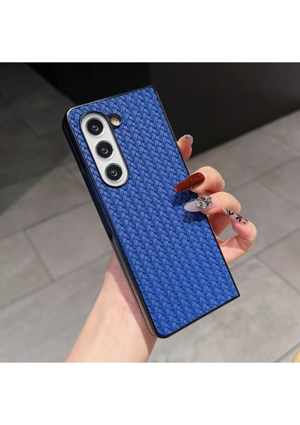 Samsung Galaxy Z Fold6 5g Dokuma Doku Pu Deri Kaplamalı Pc Telefon Kapağı (Yurt Dışından)