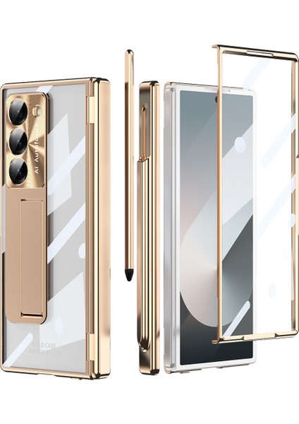 Samsung Galaxy Z Fold6 5g Kickstand Çift Menteşe Pc Telefon Kapağı (Yurt Dışından)