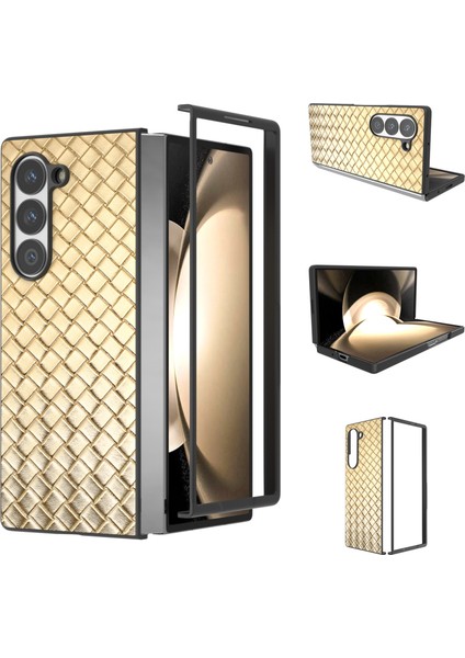 Samsung Galaxy Z Fold6 5g Dokuma Doku Pu Deri Kaplamalı Pc Telefon Kapağı (Yurt Dışından)