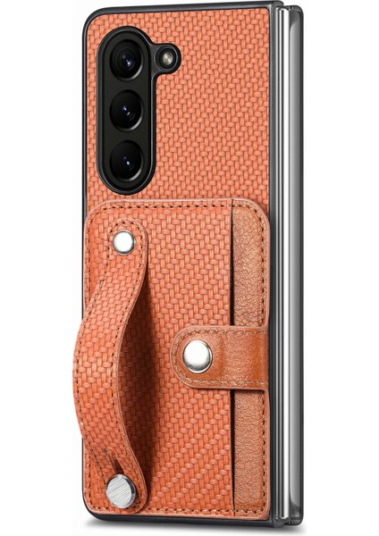 Samsung Galaxy Z Fold6 5g Karbon Fiber Doku Bileklik Pu Deri Telefon Arka Kapak (Yurt Dışından)