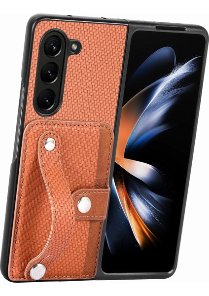 Samsung Galaxy Z Fold6 5g Karbon Fiber Doku Bileklik Pu Deri Telefon Arka Kapak (Yurt Dışından)