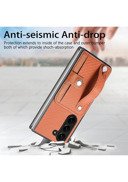 Samsung Galaxy Z Fold6 5g Karbon Fiber Doku Bileklik Pu Deri Telefon Arka Kapak (Yurt Dışından)