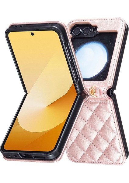 Samsung Galaxy Z Flip6 5g / Z Flip5 5g Deri Eşkenar Dörtgen Telefon Kılıfı Askılı (Yurt Dışından) fiyatları