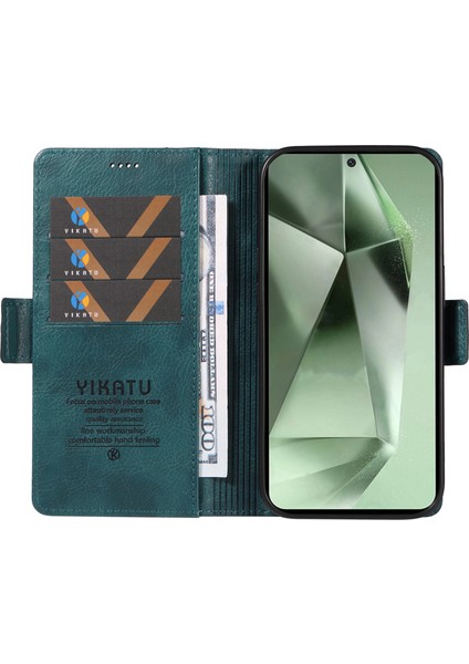 Samsung Galaxy S24 Fe Litchi Dokulu Pu Deri Cüzdan Kılıfı (Yurt Dışından)