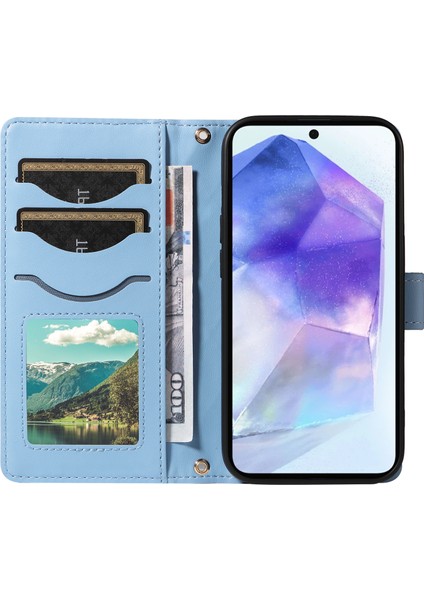 Samsung Galaxy A55 5g Cüzdan Eşkenar Dörtgen Deri Telefon Kılıfı (Yurt Dışından)