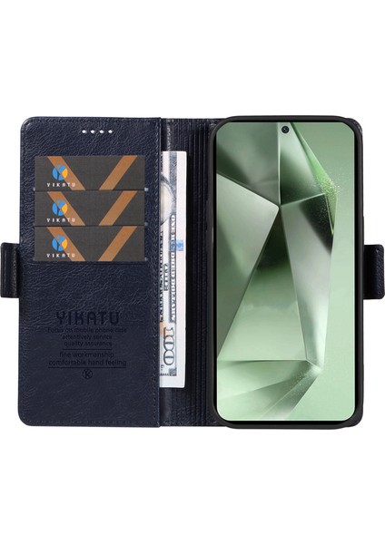 Samsung Galaxy S24 Fe Litchi Dokulu Pu Deri Cüzdan Kılıfı (Yurt Dışından)