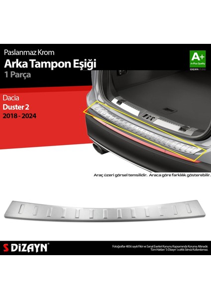 S-Dizayn Dacia Duster Krom Arka Tampon Eşiği 2018-2023