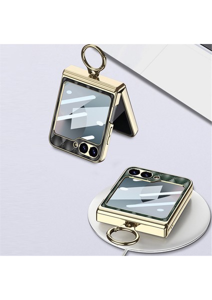 Samsung Galaxy Z Flip6 5g Kickstand Kılıf Pc+Pu Telefon Kapağı (Yurt Dışından)