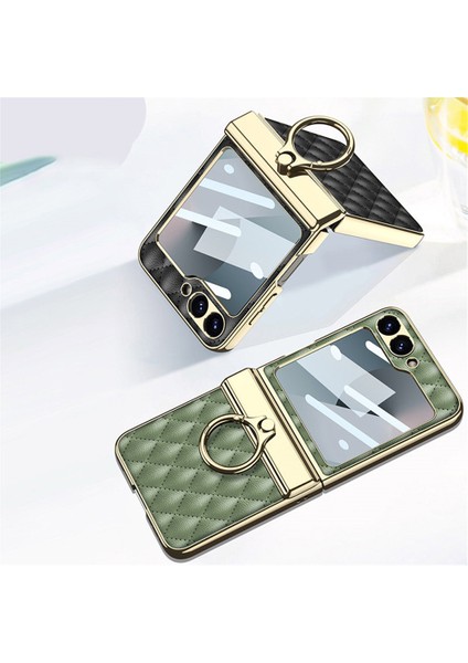Samsung Galaxy Z Flip6 5g Kickstand Kılıf Pc+Pu Telefon Kapağı (Yurt Dışından)