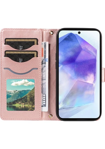 Samsung Galaxy A55 5g Cüzdan Eşkenar Dörtgen Deri Telefon Kılıfı (Yurt Dışından)