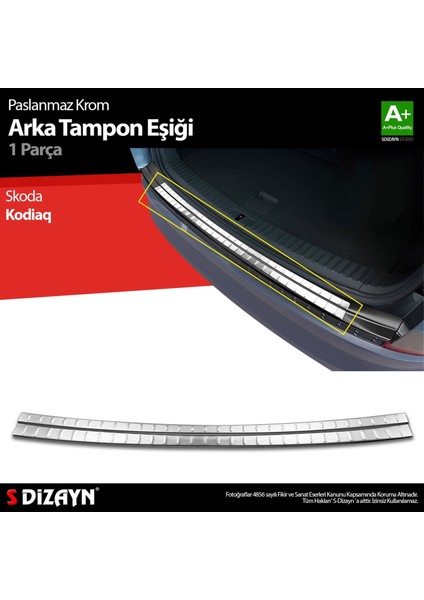 S-Dizayn Skoda Kodiaq Krom Arka Tampon Eşiği 2016 Üzeri