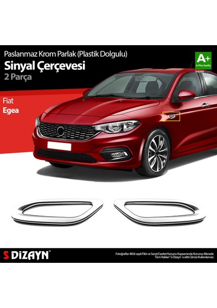 S-Dizayn Fiat Egea Parlak Krom Sinyal Çerçevesi 2 Prç. Abs Plastik Dolgulu 2015 Üzeri