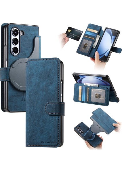 Samsung Galaxy Z Fold6 5g Deri Manyetik Çıkarılabilir Cüzdan Telefon Kapağı (Yurt Dışından)