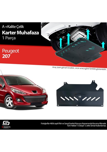 S-Dizayn Peugeot 207 Çelik Karter Muhafaza 2006-2014 A+ Kalite