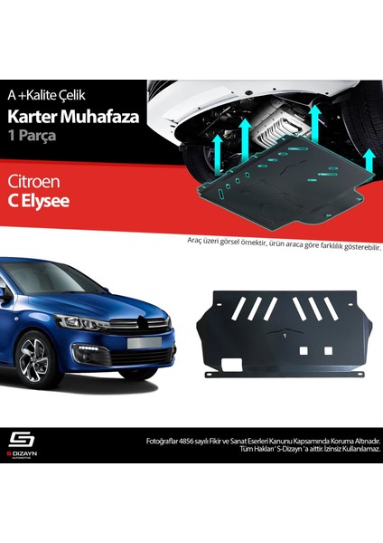 S-Dizayn Citroen C. Elysee Çelik Karter Muhafaza 2013 Üzeri A+ Kalite