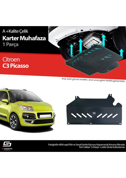 S-Dizayn Citroen C3 Picasso Çelik Karter Muhafaza 2009-2012 A+ Kalite
