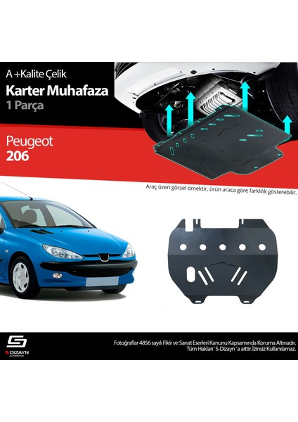 S-Dizayn Peugeot 206 Çelik Karter Muhafaza 1998-2013 A+ Kalite