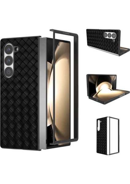Samsung Galaxy Z Fold6 5g Dokuma Doku Pu Deri Kaplamalı Pc Telefon Kapağı (Yurt Dışından)