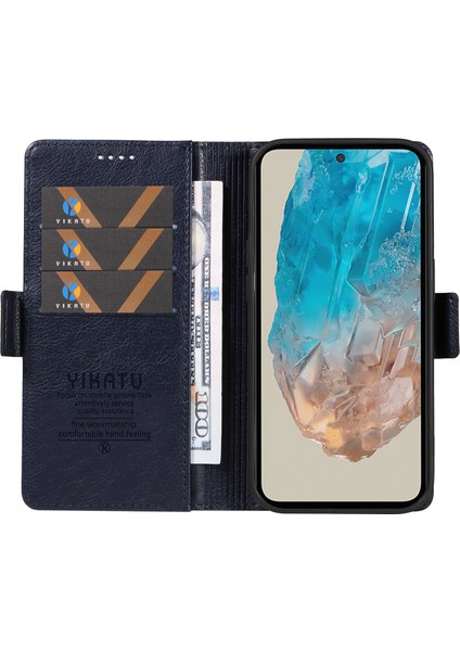 Samsung Galaxy M35 5g Kart Tutucu Litchi Doku Deri Telefon Kılıfı (Yurt Dışından)
