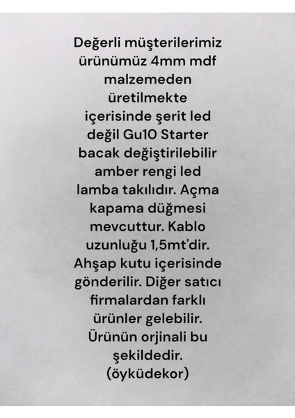 Ahşap Ev Dekorasyonu Gece Aydınlatması Gece Lambası LED Işıklı Lambader 100CM (GK47)