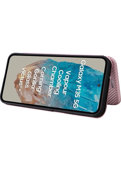 Samsung Galaxy M35 5g Kart Tutucu Karbon Fiber Doku Deri Telefon Kapağı (Yurt Dışından)