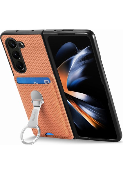 Samsung Galaxy Z Fold6 5g Kart Yuvası Karbon Fiber Doku Deri + Pc Telefon Kapağı (Yurt Dışından) fırsatları