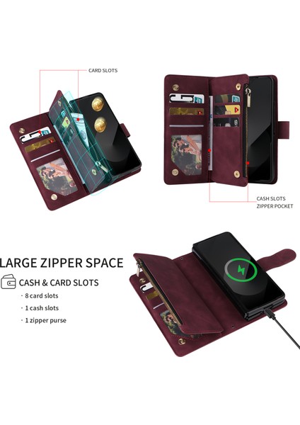 Samsung Galaxy Z Fold6 5g Fermuarlı Cepli Deri Telefon Kılıfı (Yurt Dışından) fırsatları