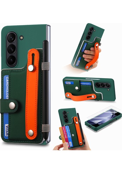 Samsung Galaxy Z Fold6 5g Bileklik Kickstand Deri + Pc Telefon Kapağı (Yurt Dışından)