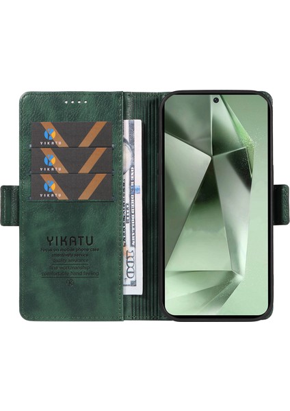 Samsung Galaxy S24 Fe Litchi Dokulu Pu Deri Cüzdan Kılıfı (Yurt Dışından)