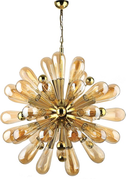 Kirpi 42 Kollu Bal Rengi Ampül Camlı Gold Sarkıt Avize, BS.7434-58-42