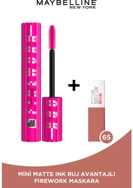 Lash Sensational Firework Maskara + Mini Matte Ink Likit Mat Ruj - 65 Seductress