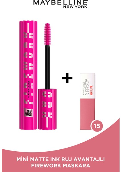 Lash Sensational Firework Maskara + Mini Matte Ink Likit Mat Ruj - 15 Lover