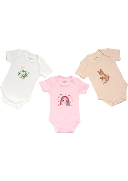 % 100 Pamuk 3'lü Bebek Body - Kız