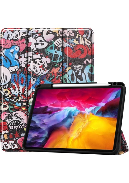 İpad Pro 11 Inç (2021) Için Renkli Çizim Pu Kılıf (Yurt Dışından)