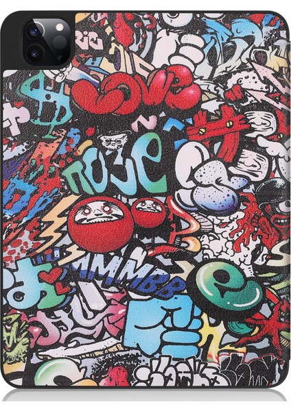 İpad Pro 11 Inç (2021) Için Renkli Çizim Pu Kılıf (Yurt Dışından) modelleri