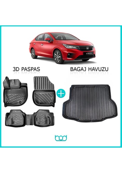 Honda City 3D Havuzlu Paspas ve Bagaj Havuzu Seti 2021-SONRASI