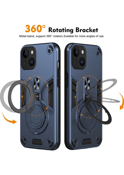 Anti-Düşme Telefon Kılıfı iPhone 14 Için Kılıf Dönebilen Kickstand Pc + Tpu Düşme Koruması Telefon Kapağı-Mavi (Yurt Dışından) fiyatları