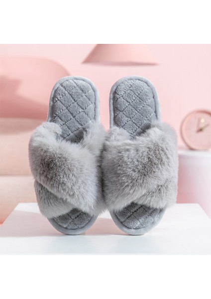 Pvc Kışlık Terlik Peluş Çapraz Kat Pamuk Terlikler Kapalı Ev Sıcak Peluş Terlik (Yurt Dışından)