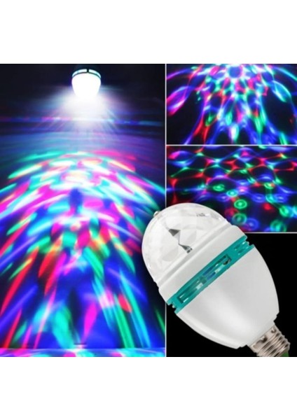 Osohome Renkli LED Döner Başlıklı Disko Topu Ampul Gece Lambası 3 Watt E27 Duylu Renkli Disco Ampul